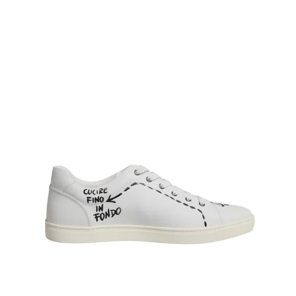 Dolce & Gabbana Espadrilles Basses en Cuir Blanc Milano Chaussures pour Hommes Authentiques