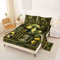 thumbnail image 2 of Feelyou Vintage Library Book Dragon Queen Sheet Sets for Men Women Kids, Retro Leaf Mushroom Bed Set, Green Gold, 4 Pieces, 2 of 5