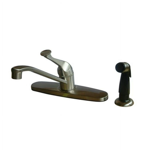 Kingston Brass Kb572Sn Single Lever Handle 8 Inch Kitchen Faucet With Side Sprayer - Satin Nickel Finish