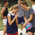 thumbnail image 4 of Balón de baloncesto PECOGO, tamaño 6, 28,5 pulgadas, goma para interiores y exteriores, rosa y azul, 4 of 8