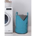 thumbnail image 3 of Modern Laundry Bag, Geometrical Theme Abstract Concept Along Retro Stripes Shapes in Bluish Colors, Hamper Basket with Handles Drawstring Closure for Laundromats, 13" x 19", Sky Blue, by Ambesonne, 3 of 4