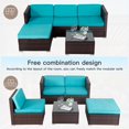 thumbnail image 3 of FDW 5-Piece Outdoor Patio Furniture Set, Rattan Wicker Sofa, Chairs & Table, Blue, 3 of 7