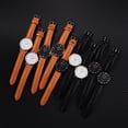 thumbnail image 5 of Reloj unisex para hombre y mujer, reloj de pulsera con esfera de cristal redonda y correa de PU de cuarzo (marrón, negro y plateado), 5 of 5