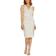 Adrianna Papell Women's Beaded Sheath Dress White Size 8