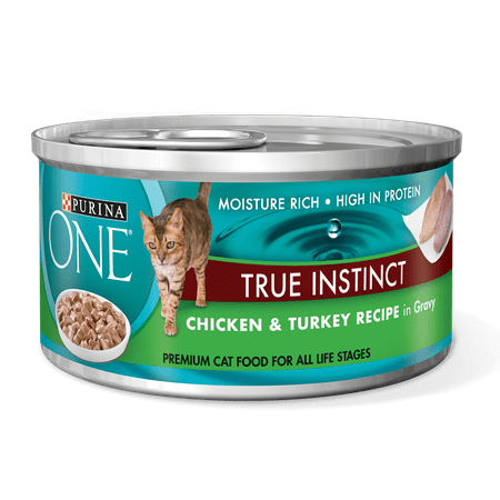 (4 Pack) Purina ONE True Instinct Chicken & Turkey Recipe in Gravy Wet Cat Food, 3 oz