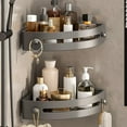 thumbnail image 7 of sunsanly 1/2/3 Pcs Bathroom Storage Rack Triangle Shape Suction Cup No Drilling Self-adhesive Great Load Bearing with Hooks Removable Shower Caddy Shampoo Conditioner Razors Soap Organizer, 7 of 7