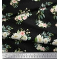 thumbnail image 2 of Soimoi Black Cotton Duck Fabric Leaves & Ranunculus Floral Print Fabric by Yard 44 Inch Wide, 2 of 3