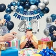 thumbnail image 3 of 40th Birthday Party Decorations Men, Royal Blue Balloon Arch Kit with Happy Birthday Banner, Tablecloth, Cake Topper, Foil Confetti Balloons, Chrome Blue Silver 40 Birthday Party Decor, 3 of 9