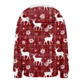 thumbnail image 5 of Quealent Women's Novelty Christmas Print Zip Up Hoodies Long Sleeve Hooded Sweatshirt Jacket with Pocket Brick Red for Size L, 5 of 7