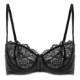 thumbnail image 1 of Sostén DOBREVA 34B Balconette Push Up Transparente con Encaje Negro, 1 of 7