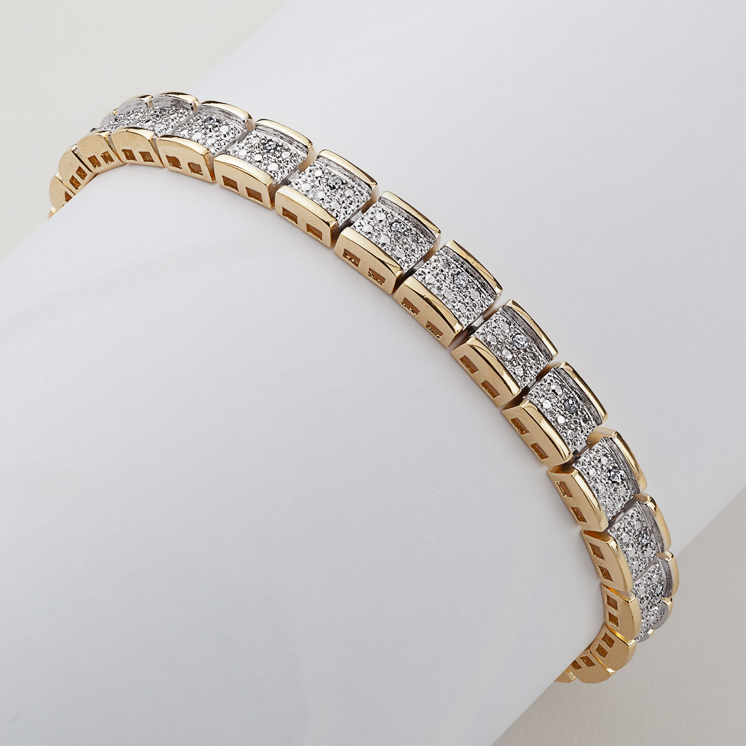 Personalized Planet Two-Tone Genuine Diamond Tennis 7 in Bracelet 1/4 ct. t.w. in 14K Gold Plated