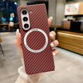 thumbnail image 4 of Galaxy Z Fold 5 Case Imitation Carbon Fiber Texture Magnetic Shockproof Cover Red, 4 of 5
