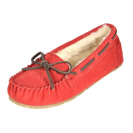 

Dream Pairs Women s Winter Suede Moccasins Faux Fur Slip Comfort Outdoor/Indoor House Slippers Shozie-01 Red Size 5