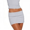 thumbnail image 3 of Women's Fashion Sexy Y2K Bodycon Solid Color Micro Mini Skirt Gray S, 3 of 5