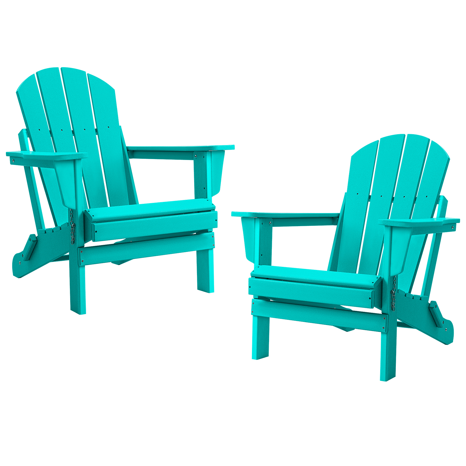 Devoko Folding Adirondack Chair Set of 2 HDPE Weather Resistant Outdoor Lounge Chair, Turquoise - image 2 of 6