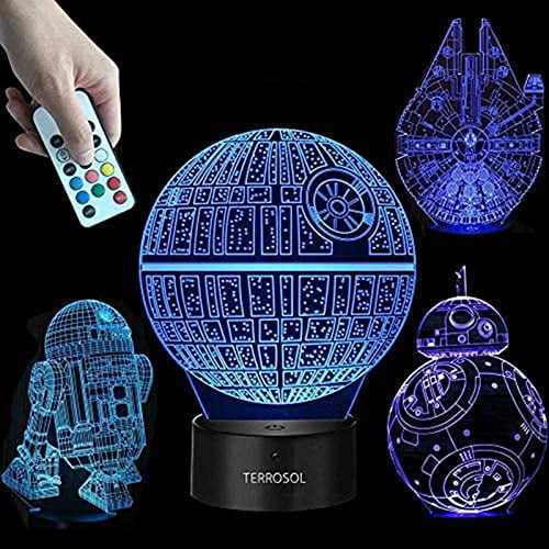 riem Vulkanisch alarm 3D Star Wars Lamp - Star Wars Gifts - 4 Pattern&1 Base&1 Remote - Star Wars  R2-D2/Bb8/