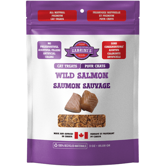 Sabrini's Royal Treats Gâteries pour Chats Croustillantes Entièrement Naturelles au Saumon Sauvage – 3 oz