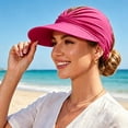 thumbnail image 6 of Cutuoiiu Women's Twisted Knot Hollow Top Sun Visor Hat Ponytail Friendly Stretch Open Top Cap Lightweight Outdoor Sun Hat for Beach Golf Running Travel, 6 of 6