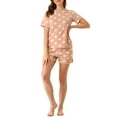 thumbnail image 2 of INSPIRE CHIC Women's Pajama Sets Sleepwear Cute Polka Dots Short Sleeve Nightwear Orange Pink X-Large, 2 of 7