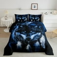 thumbnail image 3 of Feelyou Wolf King Animal Bedding Comforter Set, Western Dream Catcher Twin Comforter Sets, Hippie Woodland Wildlife Reversible Bedding Set, Breathable Home Decor, 2 Pieces, 3 of 8