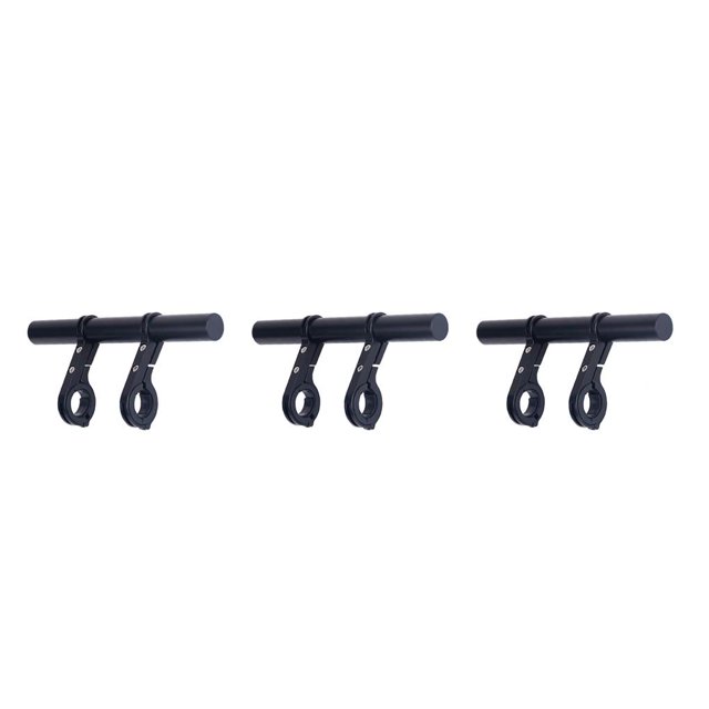 relayinert Bicycle Handlebar Extender with Double Clamps Front Flashlight Extension Bracket Mounting Rack Adapter Supplies Black Aluminum Alloy 3Set