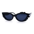 thumbnail image 5 of Womens Cat Eye Asymmetrical Rock Candy Crystal Runway Plastic Sunglasses All Black, 5 of 7