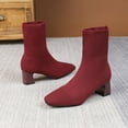 thumbnail image 7 of Wowcloth Knitted Stretch Booties for Women – Elastic Ankle-Length Design with Chunky High Heel & Pointed Toe for Casual Fashion Outfits, 7 of 7