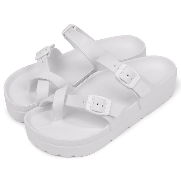 Sandalias Plataforma para Mujer Diapositivas de Playa al Aire Libre Antideslizantes para el Verano (36) Blanco