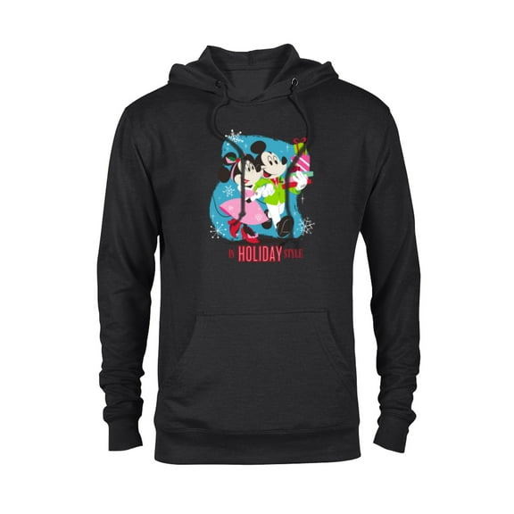Disney Mickey & Minnie Mouse In Holiday Style - Pullover Hoodie for Adults - Customized-Black
