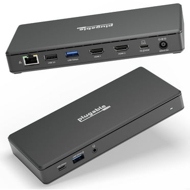 Plugable USB C Docking Station Dual Monitor 2 HDMI Ports, Power Delivery Dock, Dual 4K Monitor (ud-msth2)