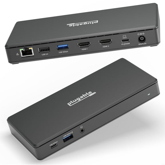 Plugable USB C Docking Station Dual Monitor 2 HDMI Ports, Power Delivery Dock, Dual 4K Monitor (ud-msth2)