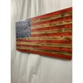 thumbnail image 5 of Handmade Large Rustic Wooden American Flag with 50 Star Carved Union Indoor/Outdoor Americana Wall Art, 5 of 8