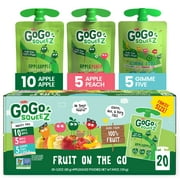 (20 Pack) GoGo Squeez Apple Apple, Apple Peach, and Gimme 5 Snack Pouch, 3.2 oz, 20 pack