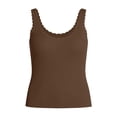 thumbnail image 5 of Duoif Womens Tank Tops, Ribbed Square Neck Vest, Summer Knitted Sweater Top Womens Shirts Coffee M, 5 of 5