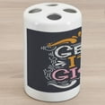 thumbnail image 1 of Girl Slogan Ceramic Toothbrush Holder, Get It Girl Text Splashes Strikes Waves Spirals Dark Backdrop Typographical, Decorative Versatile Countertop for Bathroom, 4.5" X 2.7", Multicolor, 1 of 4