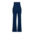 thumbnail image 3 of USNSM Women's Stretch Flared Pants Casual High Waist Baggy Palazzo Pants Hip-Lifting Workout Jogger Yoga Pants Navy S, 3 of 5