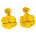 thumbnail image 3 of Pendientes colgantes de flores, pendientes de pétalos florales, pendientes colgantes para vacaciones, mujeres, niñas, joyería del día de San Valentín, Amarillo, 3 of 8