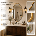 thumbnail image 5 of Fahomiss Modern 20" x 36" Scalloped Wall Mirrors - Bathroom Wall Mounted Mirrors for Wall Art Decor, Home Mirrors for Wall W/ Aluminum Frame for Bedroom & Living Room,Rose Gold, 5 of 12