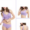 thumbnail image 4 of Conjunto de lencería Sujetador con corsé cómodo para mujer, informal, con cuello en V, color sólido sin anillo de acero, atuendo diario Cgtredaw Púrpura T XL para Mujer, 4 of 9