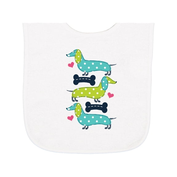 Inktastic Dachshund Dog Lover Polka Dot Puppies Baby Terry Cloth Bib