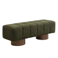 thumbnail image 3 of Christopher Knight Home 50" Ottoman Bench with Boucle Upholstery and Wood Legs, Green Fabric, 3 of 8