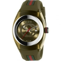 Gucci Unisex Green Swiss Sync Striped Rubber Strap Watch