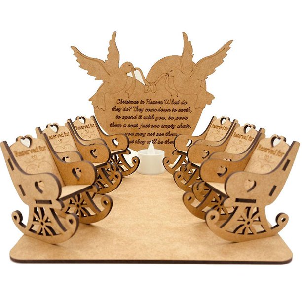 Decoraciones navideñas Corazón personalizado Bricolaje Mecedora de madera Recuerdo conmemorativo Adornos Regalos con luz de vela LED Candelita
