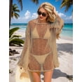 thumbnail image 2 of Beach Cover Up for Women Boat Neck Crochet Sheer Kaftan Beach Dress Swimwear Swimsuit Cover Up Casual Loose Bathing Suit Coverup Alsol Lamesa, 2 of 6