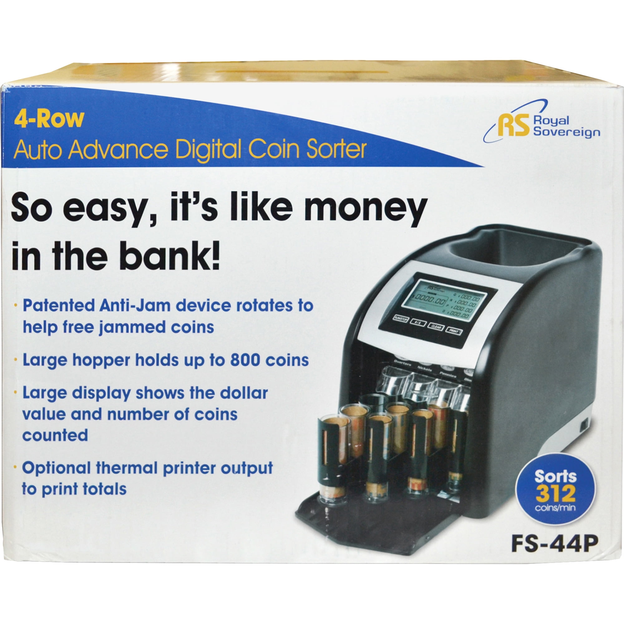 New 4 Row Electric Coin Counter with Patented Anti-Jam Technology & Digital Counting Display,Black 