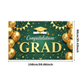 thumbnail image 2 of Green Background Congratulations Grad Banner with Gold Balloons Stars Tassels and Diploma Party Decoration Backdrop for Graduation Celebrations Party Supplies Photography Props Graduation Events, 2 of 6