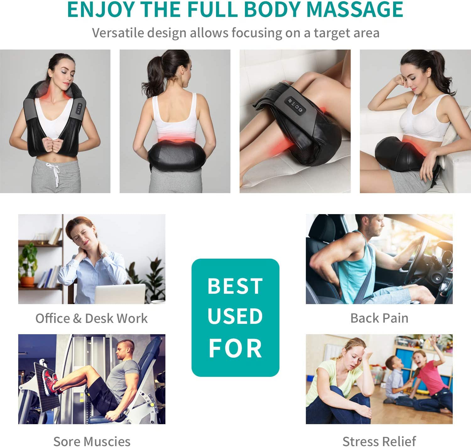 Shiatsu Neck Back Massager Pillow with Heat, 3D Deep Tissue Kneading  Massage for Shoulder, Calf Musc…See more Shiatsu Neck Back Massager Pillow  with