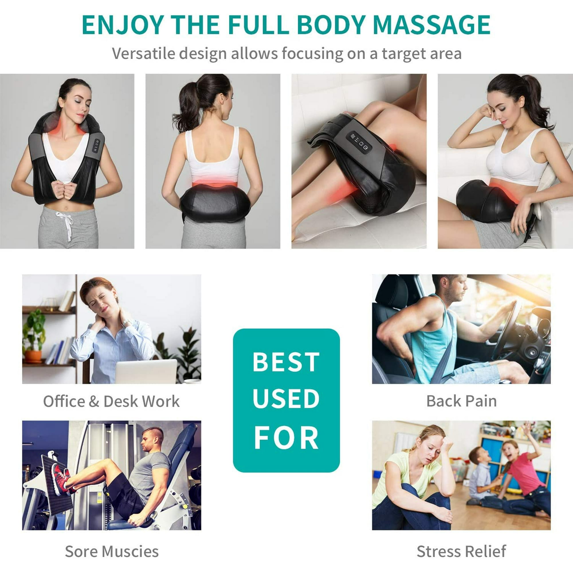 Nekteck shiatsu neck and back massager with soothing heat hotsell