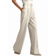 thumbnail image 3 of Women High Waist Floor-Length Straight Wide Leg Commute Suit Trousers Business Casual with Pockets White L, 3 of 8