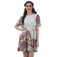 thumbnail image 1 of Moomaya Printed Jewel Neck A-Line Women Dress Casual Loose Bohemian Short Tunic, 1 of 6